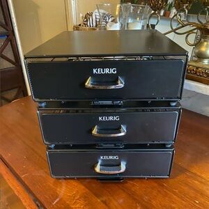 Keurig Stackable Black Metal Pod Holders Drawers Set of 3